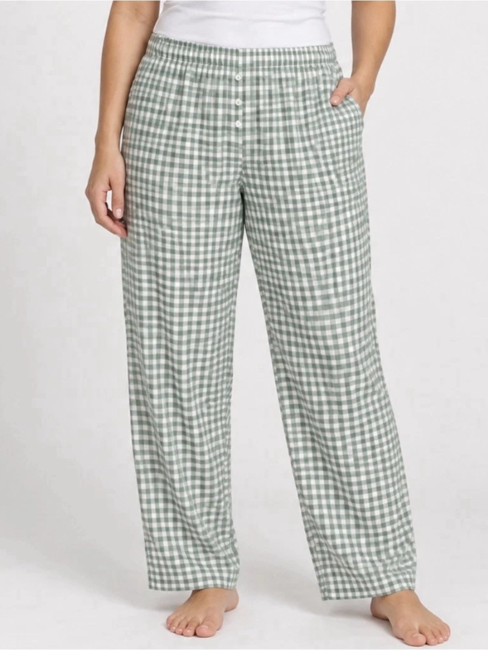 Berkshire Homewear Petite Silky Smooth Pajama Pants Only Sage Gingham MP A718279